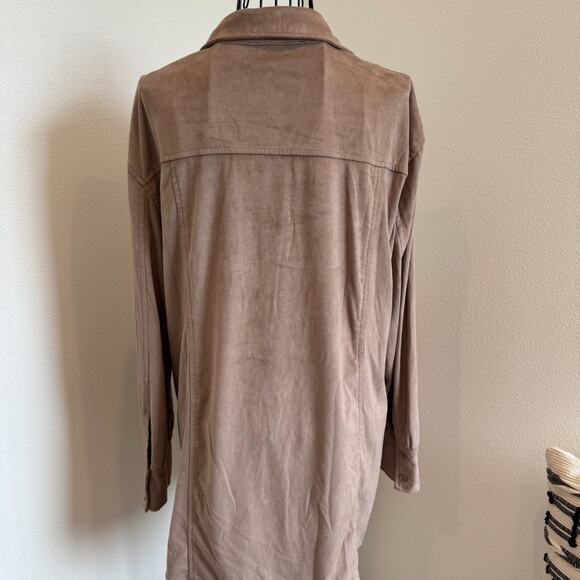 Bagatelle Collection Faux Suede Leather Taupe Brown Button Up Shirt Size M - Picture 7 of 8